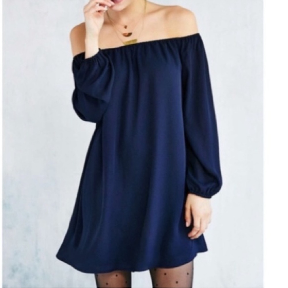 Urban Outfitters Ecote Navy Long Sleeve Mini Dress